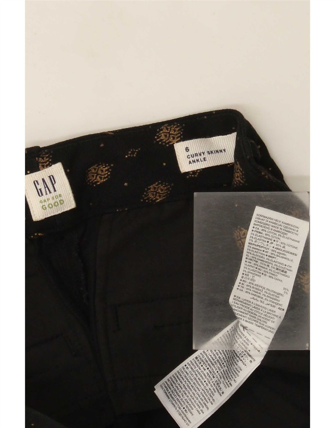 Pantaloni casual pentru femei Gap cu model abstract curbat US 6 Medium W26 L27 Negru