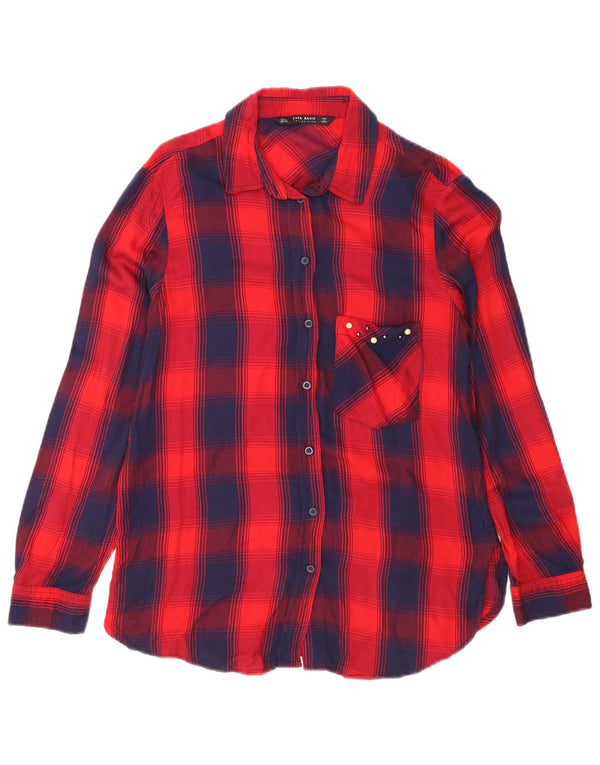 Cămașă de flanel pentru femei Zara UK 12 Medium Red Check