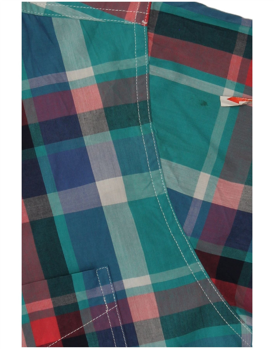 Cămașă mare cu mânecă scurtă pentru bărbați Chaps, bumbac cu check albastru 2XL