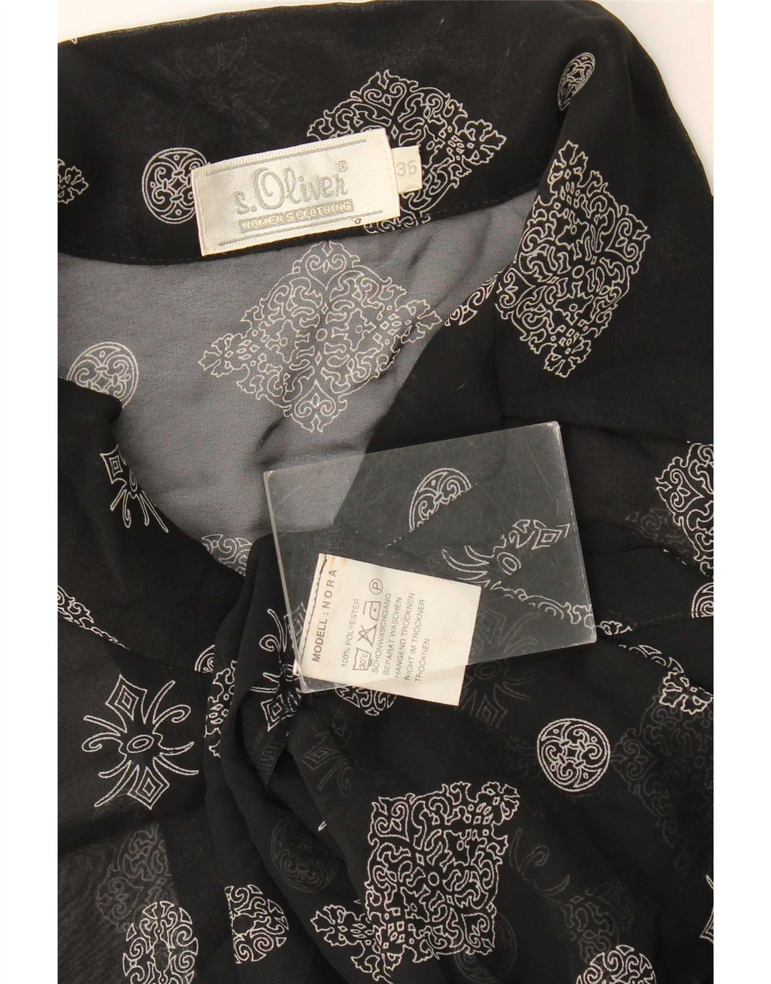 Bluză cămașă cu paragate S.Oliver EU 36 Poliester Floral Negru Mic