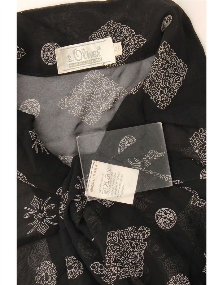 Bluză cămașă cu paragate S.Oliver EU 36 Poliester Floral Negru Mic