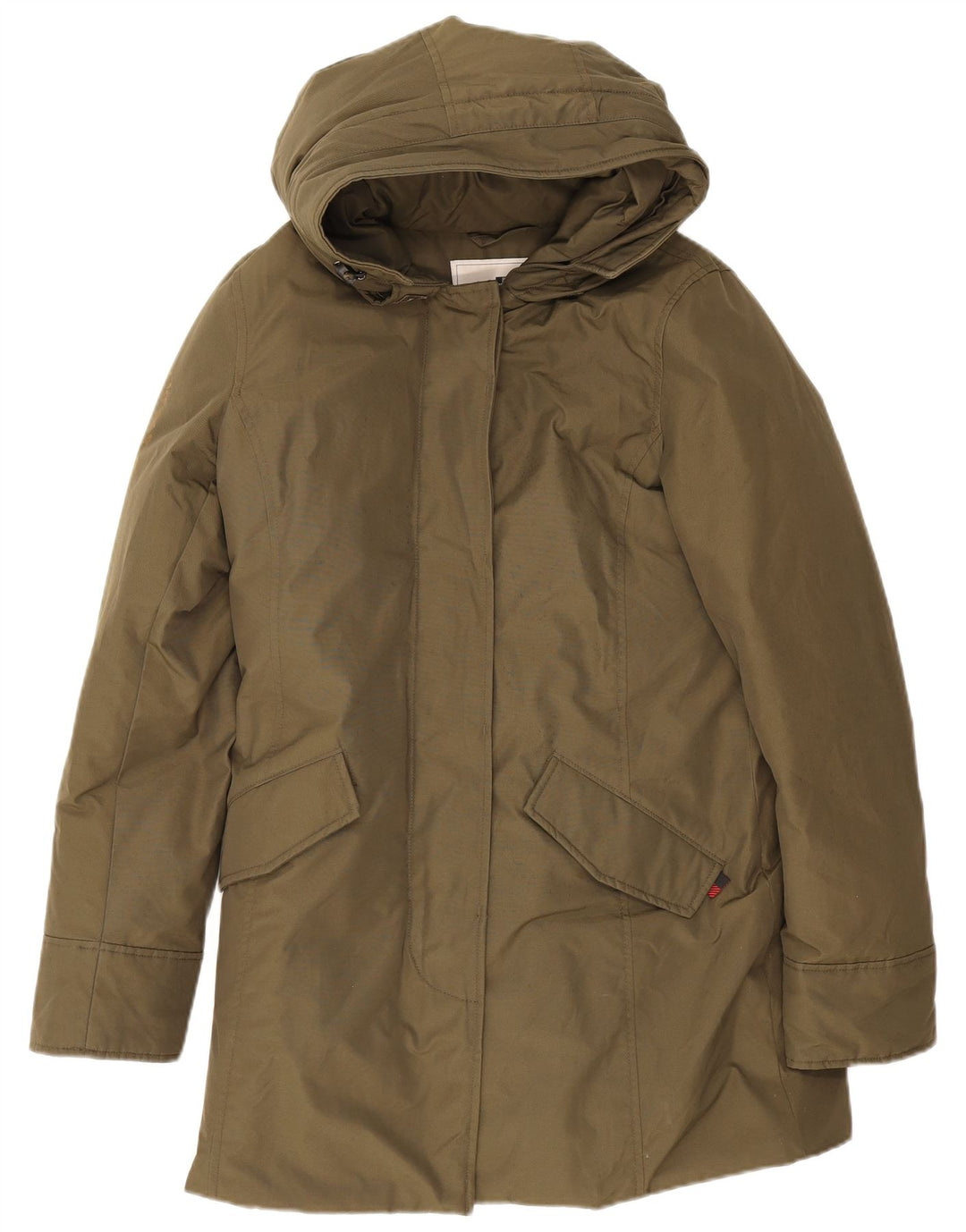 Jachetă parka cu glugă Woolrich pentru femei UK 14, bumbac kaki mediu