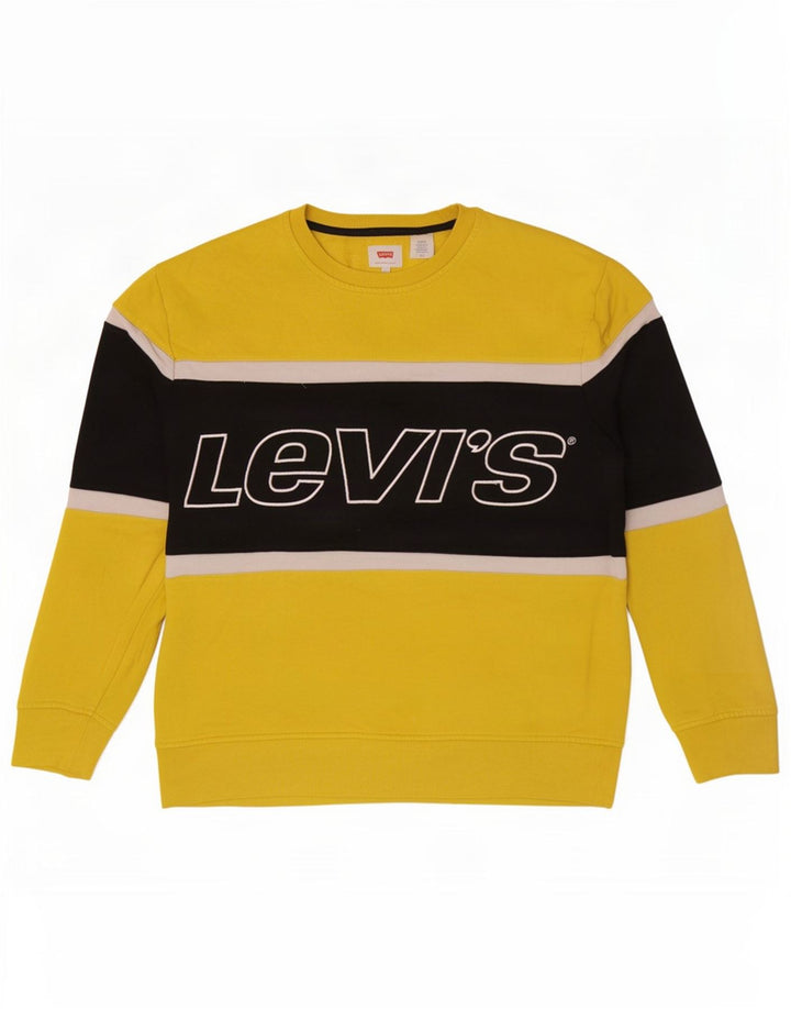 Pulover cu grafică Levi's pentru bărbați, bumbac color-bloc galben mediu
