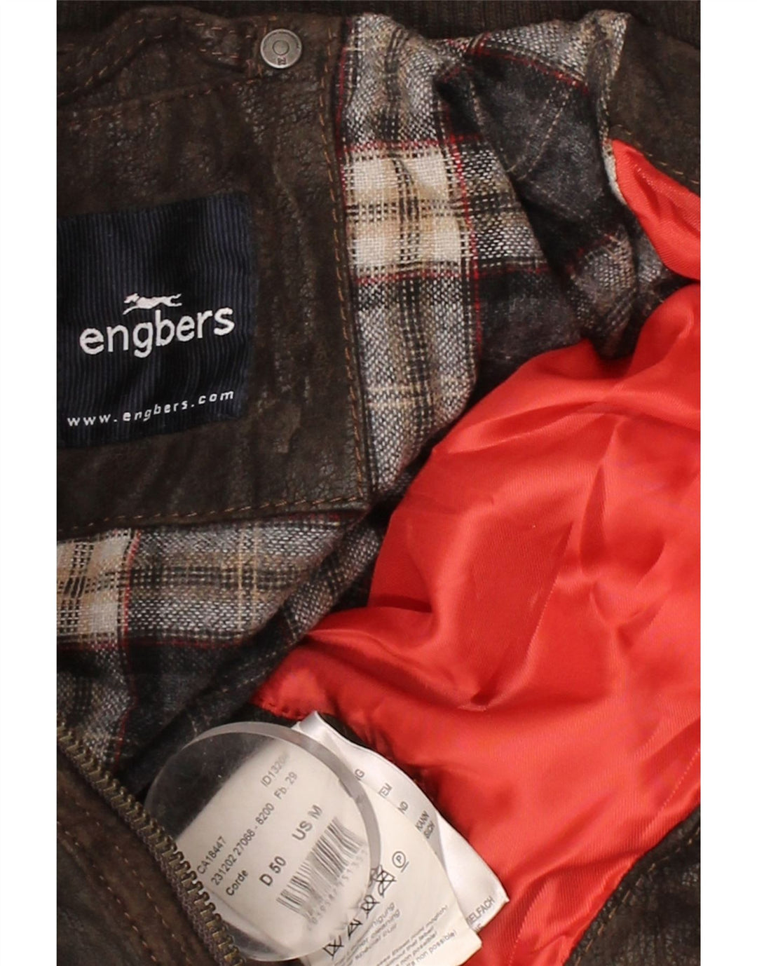 ENGBERS Mens Leather Jacket UK 38 Medium Brown Leather