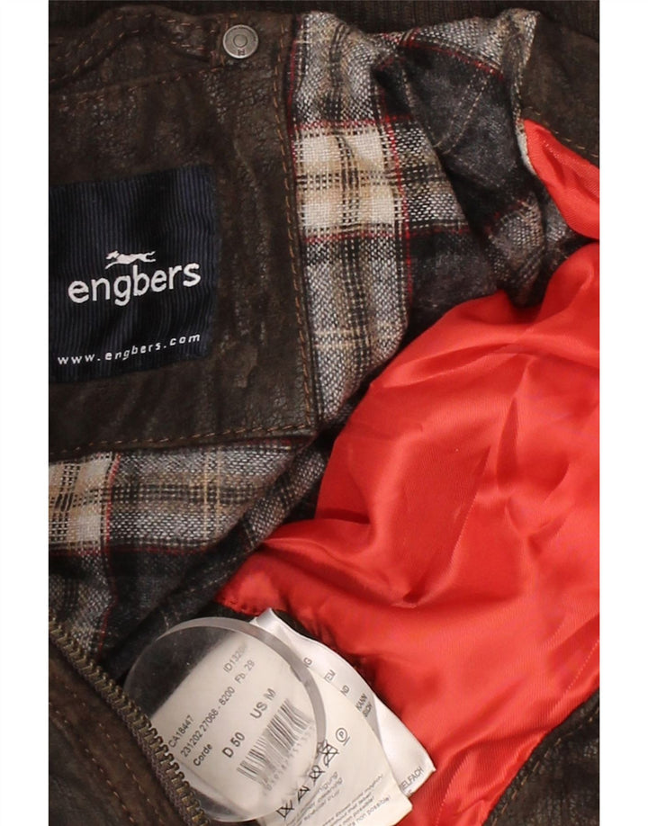 ENGBERS Mens Leather Jacket UK 38 Medium Brown Leather