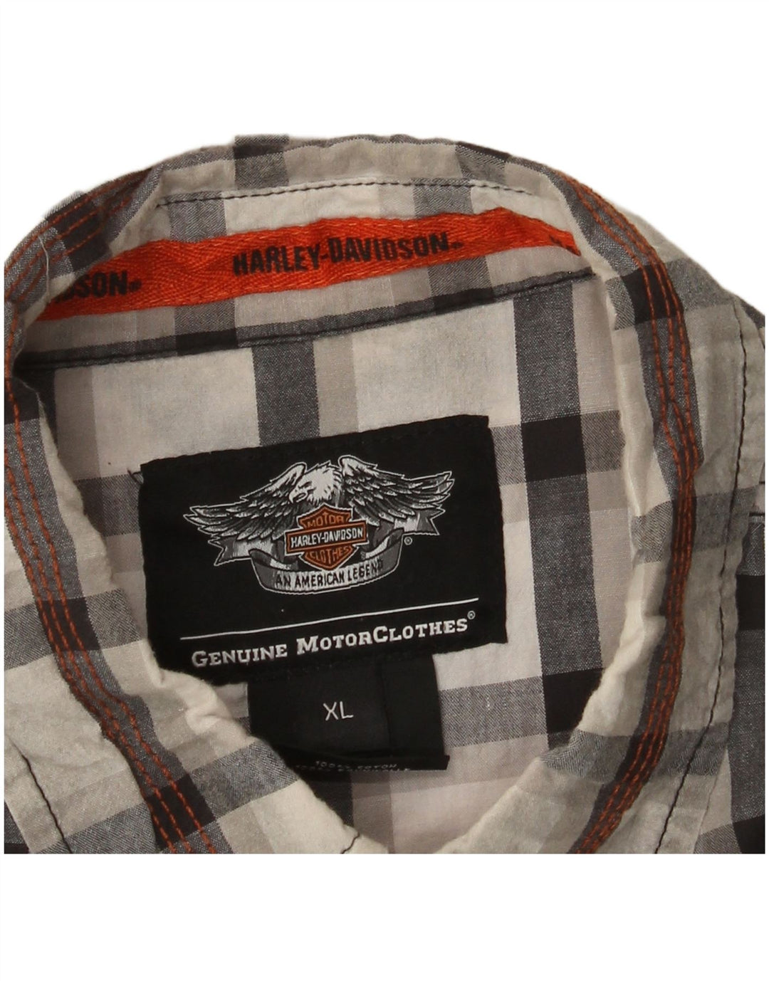 Cămașă cu mânecă scurtă Harley Davidson pentru bărbați, bumbac cu carouri gri