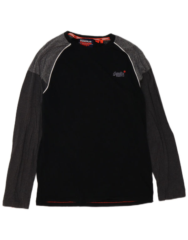 SUPERDRY Top pentru bărbați cu mânecă lungă, mare, negru, color block, bumbac