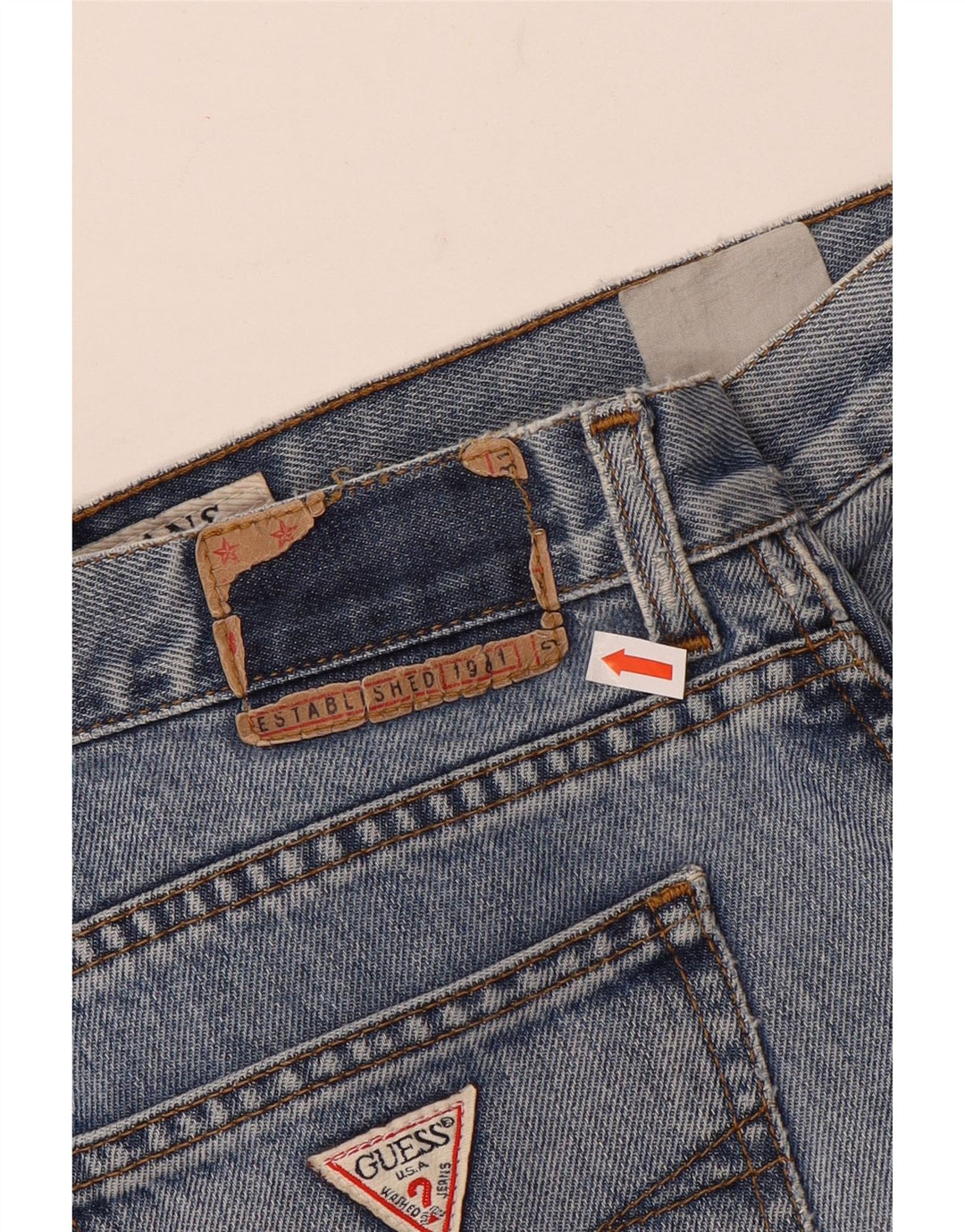 Guess Blugi Distressed Straight pentru bărbați W34 L31 Albastru