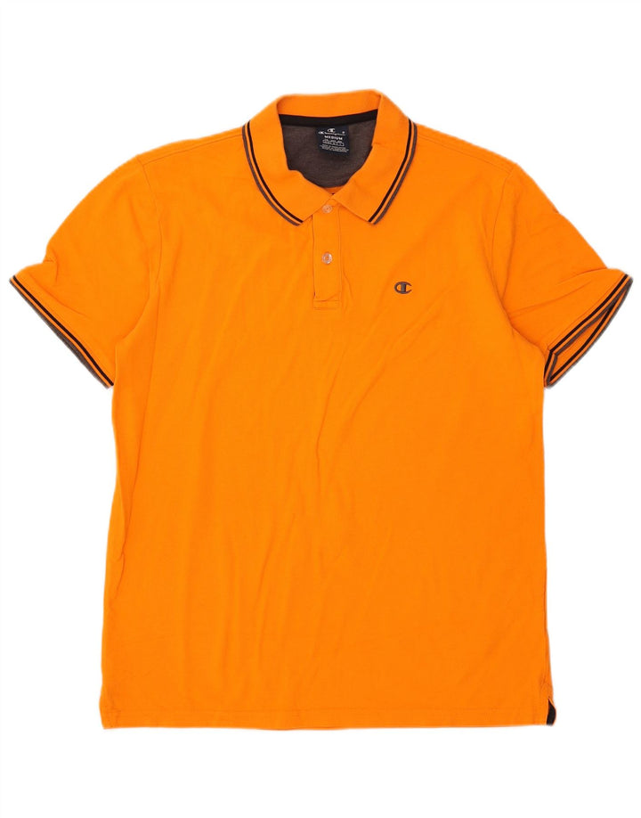 Tricou polo Champion pentru bărbați, bumbac cu dungi portocaliu mediu