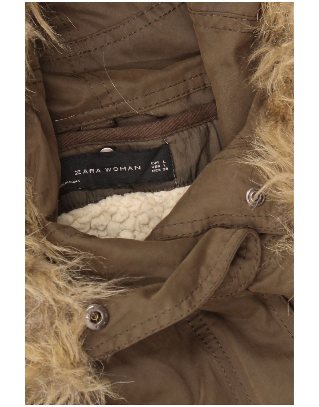 Jachetă de vânt cu glugă pentru femei Zara UK 16 mare kaki