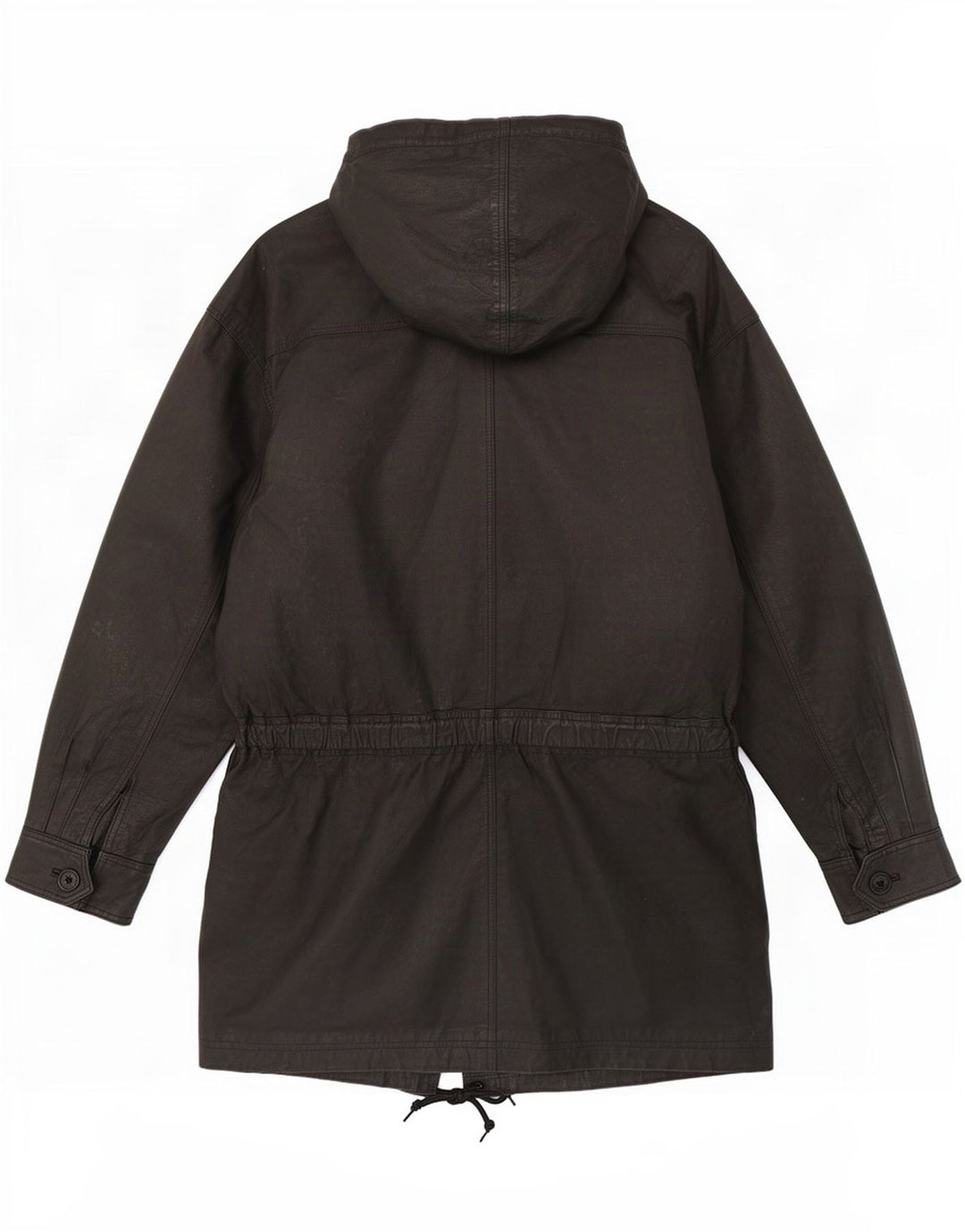 Jachetă de piele cu glugă vintage pentru bărbați UK 38 Medium Black
