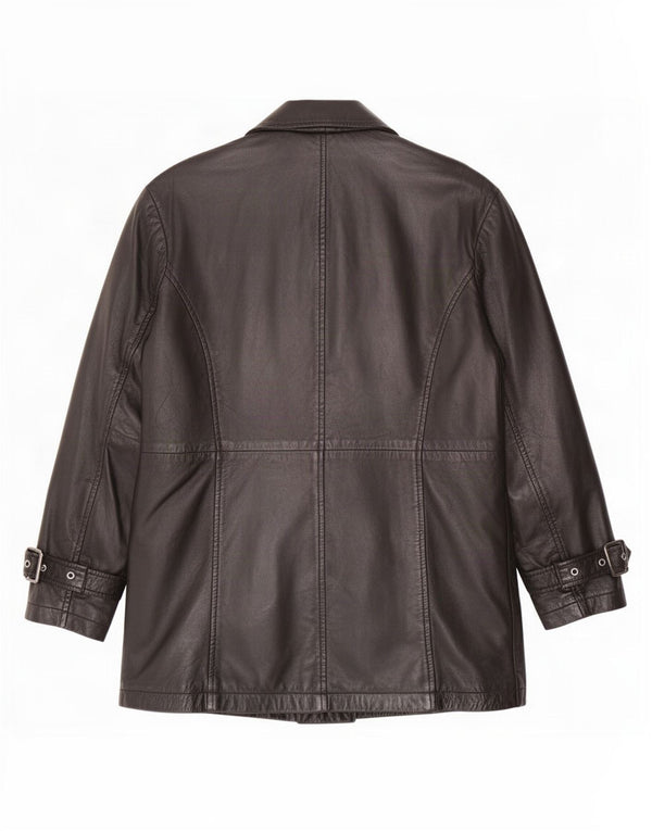 Jachetă de piele supradimensionată vintage pentru femei UK 10 Small Black