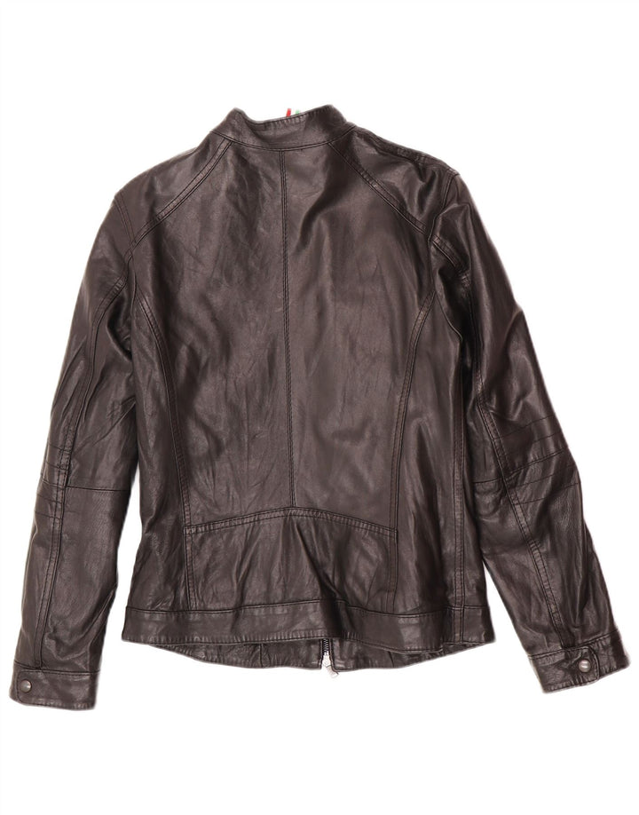 Jachetă Biker din piele vintage pentru femei IT 44 Medium Black Leather