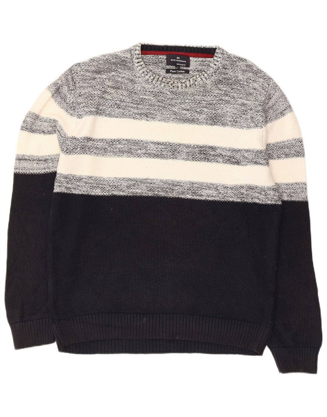 Pulover Marks & Spencer pentru bărbați, cu gât crew, color block, mediu bleumarin