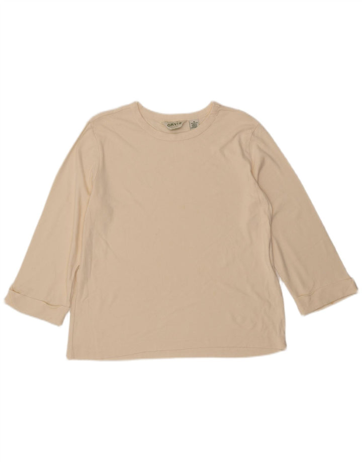 Top supradimensionat pentru femei ORVIS, cu mâneci 3/4 UK 14, bumbac mediu bej