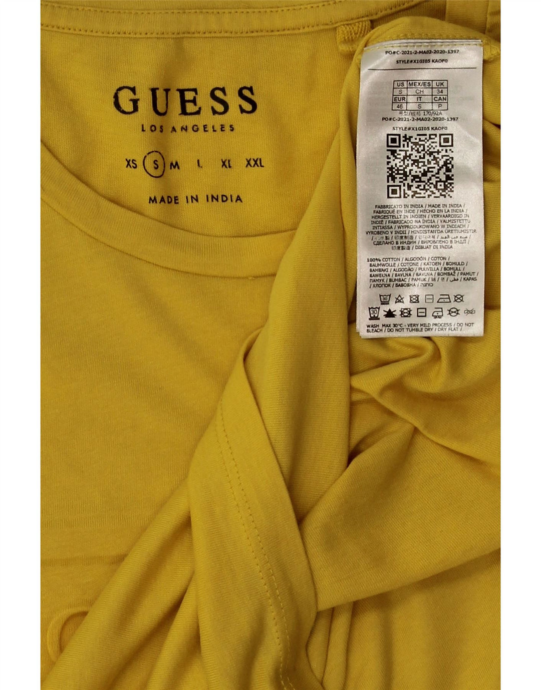 Tricou grafic Guess pentru bărbați Top mic din bumbac galben