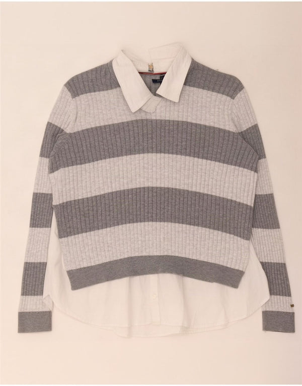 Bluză pentru femei Tommy Hilfiger, UK 14, bumbac cu dungi gri mediu