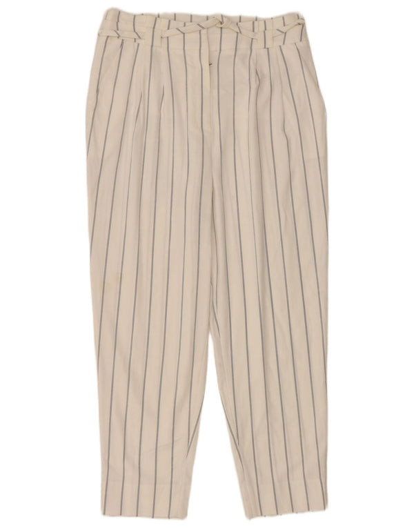 MINT VELVET Pantaloni tăiați pentru femei UK 10 Small W32 L25 White Striped