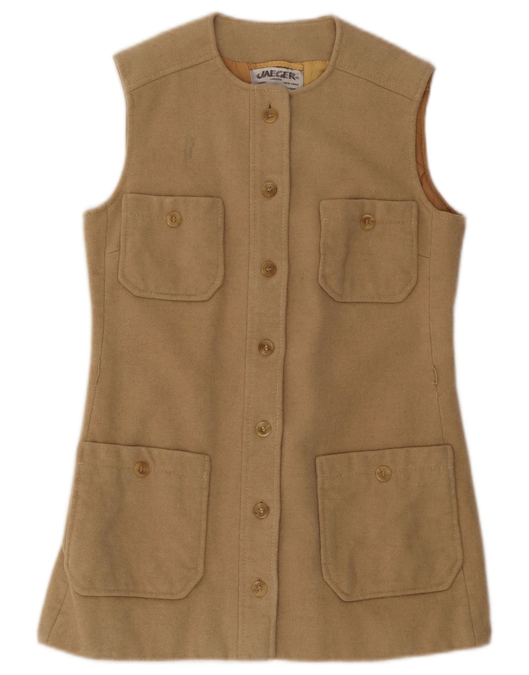 Gilet utilitar pentru femei JAEGER UK 10 mic bej lână