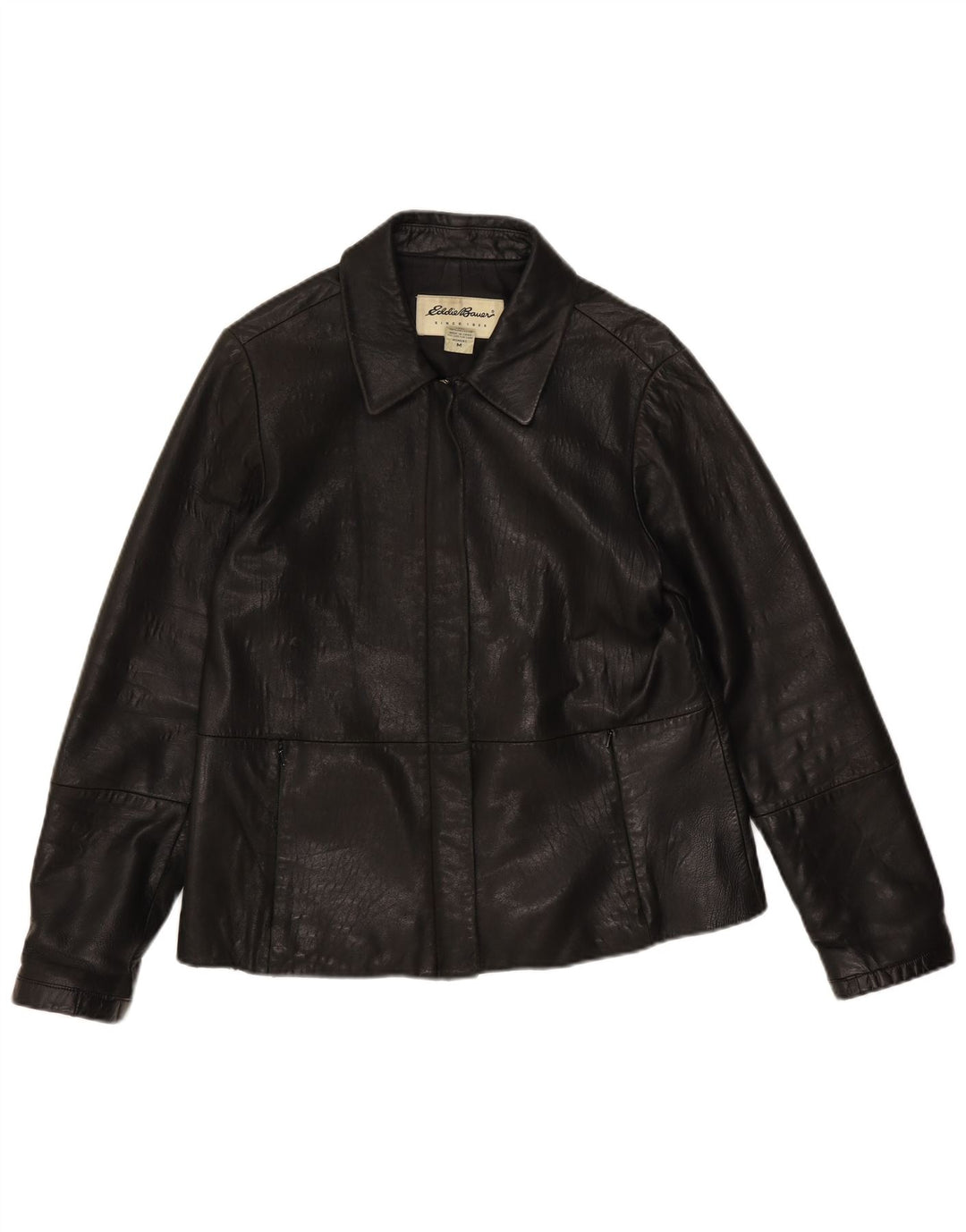 EDDIE BAUER Jachetă de piele pentru femei UK 14 Medium Black Leather
