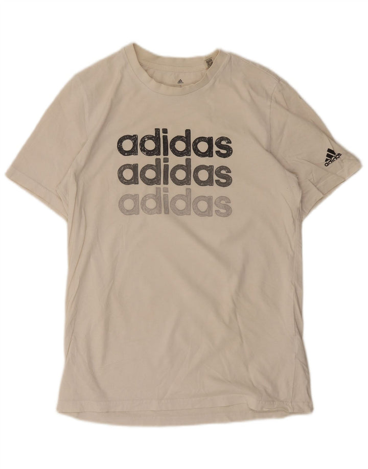 Tricou grafic pentru bărbați Adidas Top mic, alb, bumbac