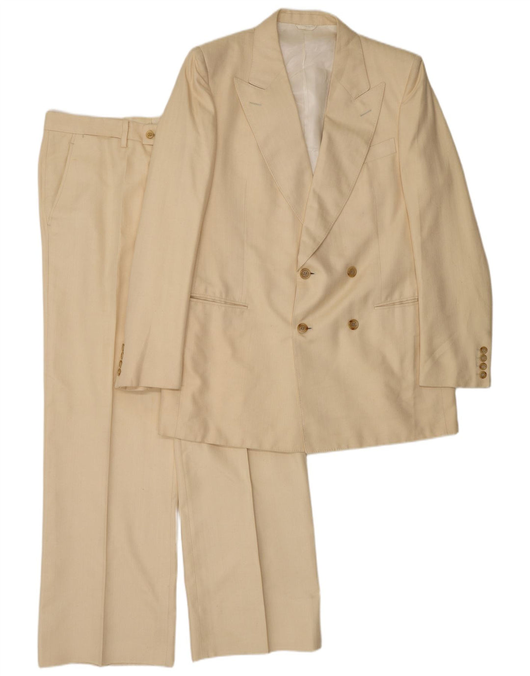 Costum 2 piese pentru bărbați vintage mare W34 L30 mătase bej