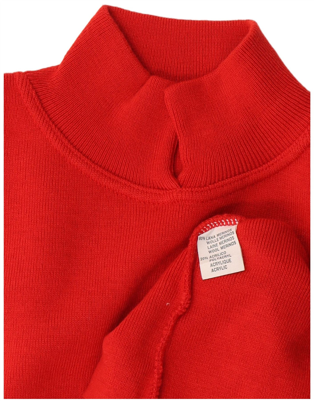 Pulover vintage cu gât țestoasă pentru femei UK 14 Lână mare portocalie