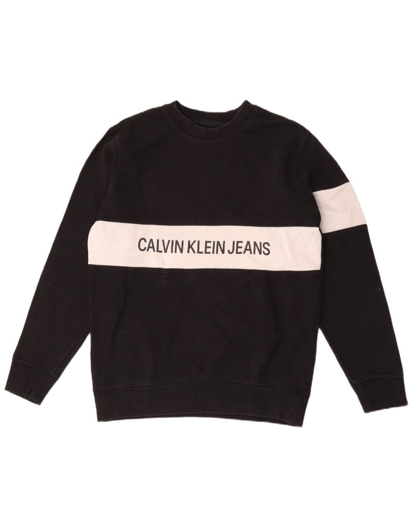 Hanorac grafic pentru bărbați Calvin Klein Jeans Pulover mediu negru Colorblock