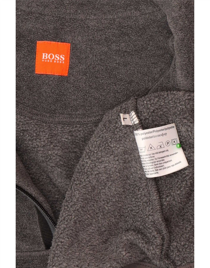 Pulover pentru bărbați Hugo Boss, cu fermoar și gât, poliester mare, gri