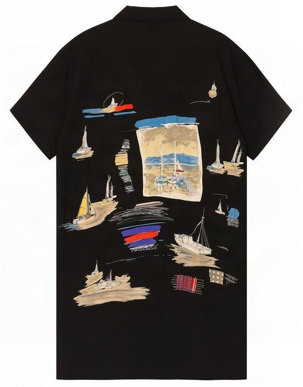 Rochie cămașă vintage cu mâneci scurte pentru femei, UK 10, mică, neagră, viscoză