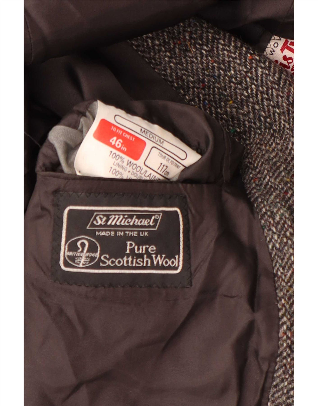 Marks & Spencer pentru bărbați St. Michael Blazer Jacket Marea Britanie 46 XL Gri Herringbone