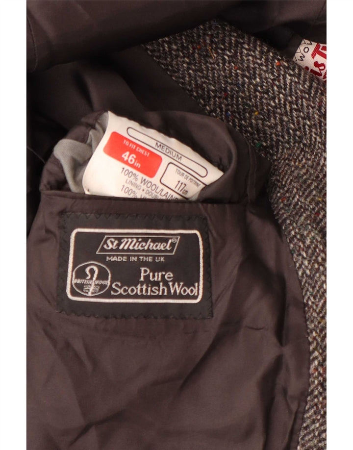Marks & Spencer pentru bărbați St. Michael Blazer Jacket Marea Britanie 46 XL Gri Herringbone