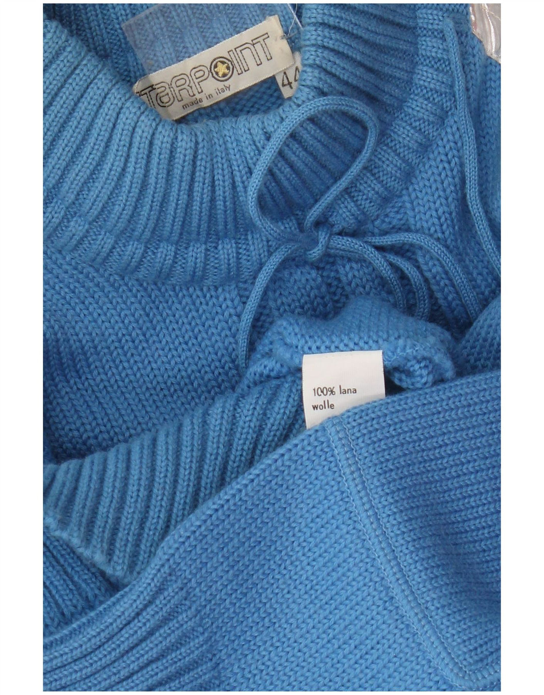 Pulover vintage cu gât țestoasă pentru femei IT 44 Medium Blue Colorblock