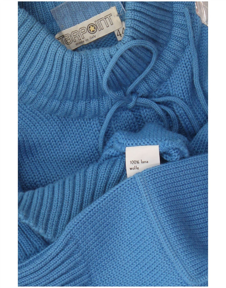 Pulover vintage cu gât țestoasă pentru femei IT 44 Medium Blue Colorblock