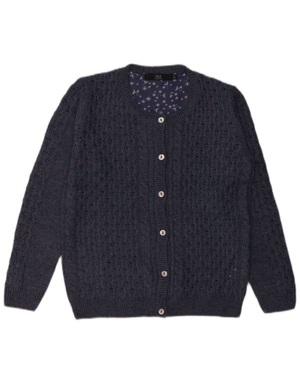 Pulover vintage cardigan supradimensionat pentru femei Marea Britanie 10/12 Mic bleumarin acrilic