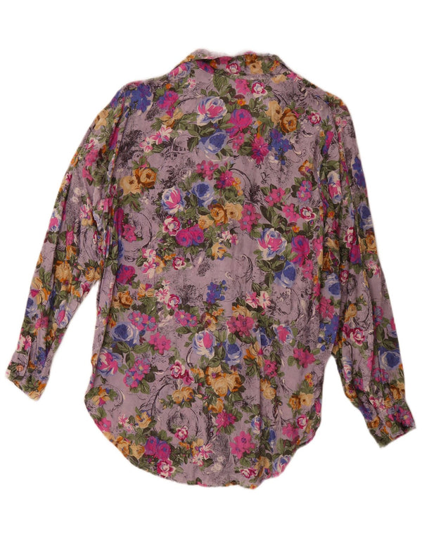 Bluză pentru femei vintage cămașă UK 14 mare, multicoloră, florală