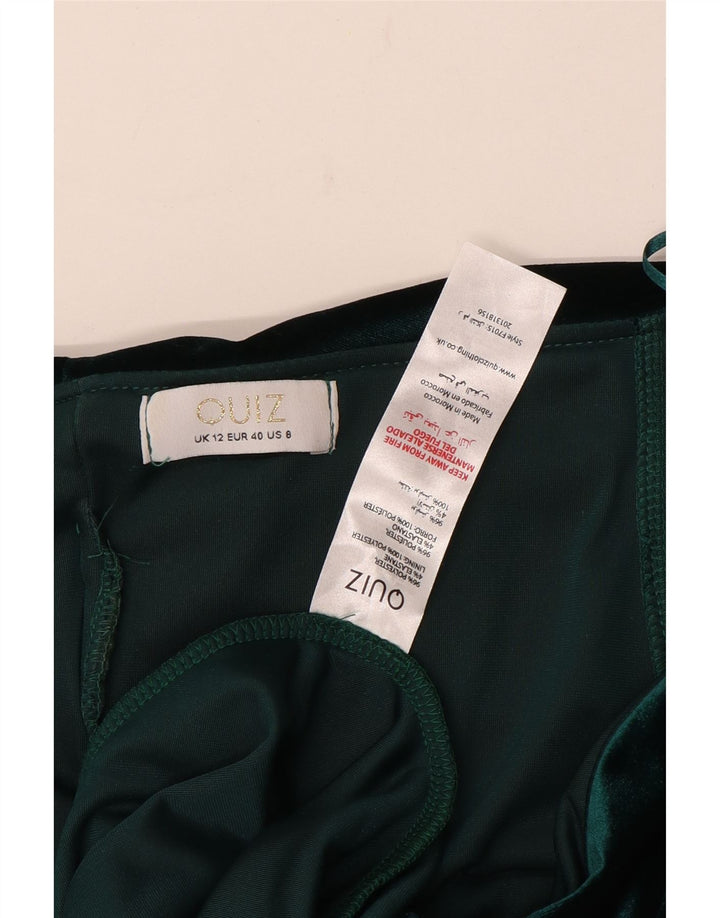 Rochie maxi din velur pentru femei Quiz UK 12 Poliester verde mediu
