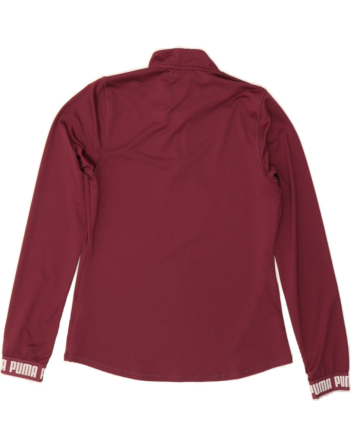 PUMA Womens Graphic Zip Neck Pullover Tracksuit Top UK 14 Medium Burgundy Vintage Puma and Second-Hand Puma from Messina Hembry 