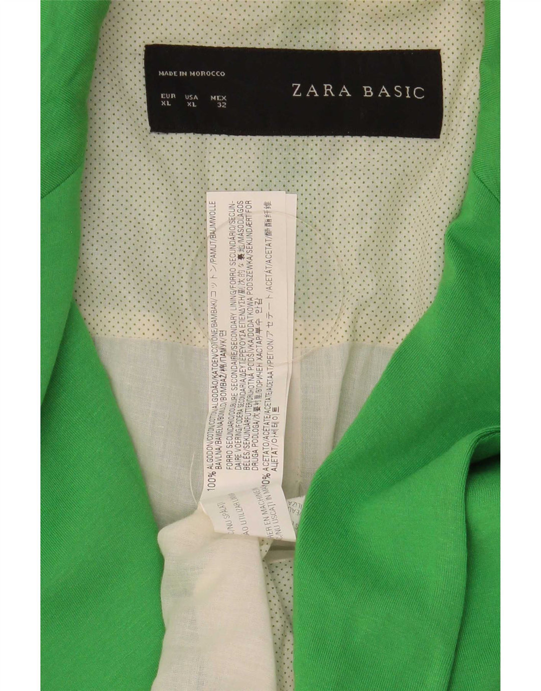 Blazer pentru femei Zara cu 1 nasture, UK 18 XL, bumbac verde