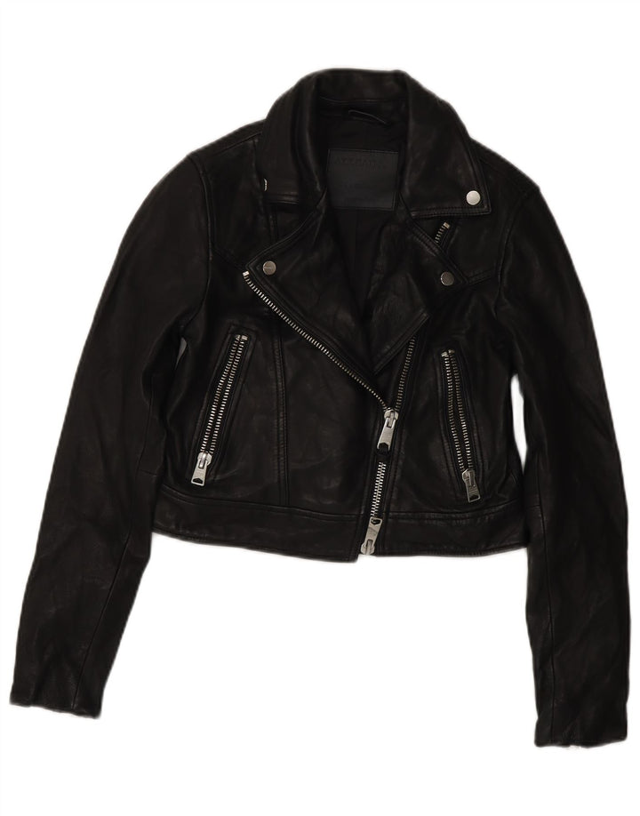 Jachetă motociclist din piele pentru femei All Saints UK 4 XS piele neagră
