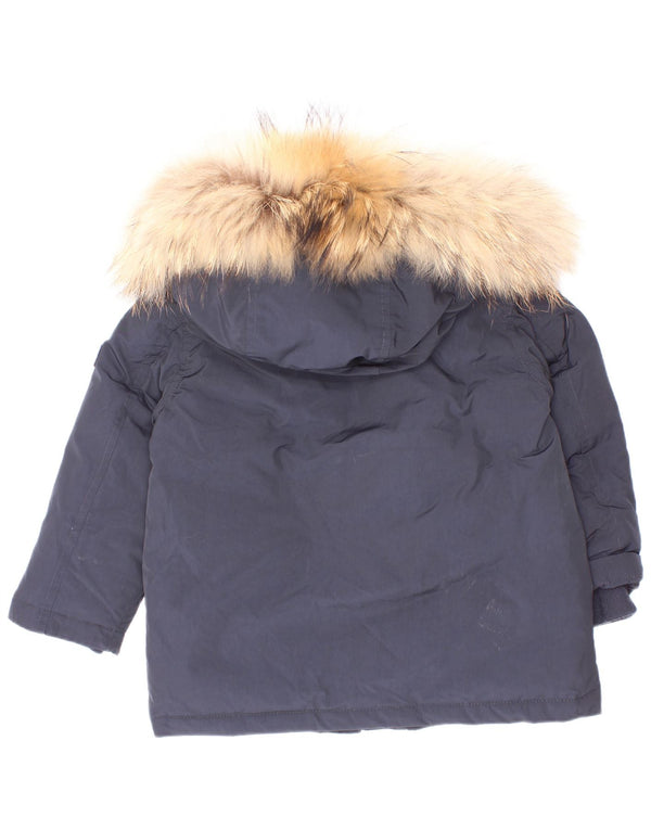 Jachetă căptușită cu glugă Woolrich pentru bebeluși 12-18 luni, poliester bleumarin