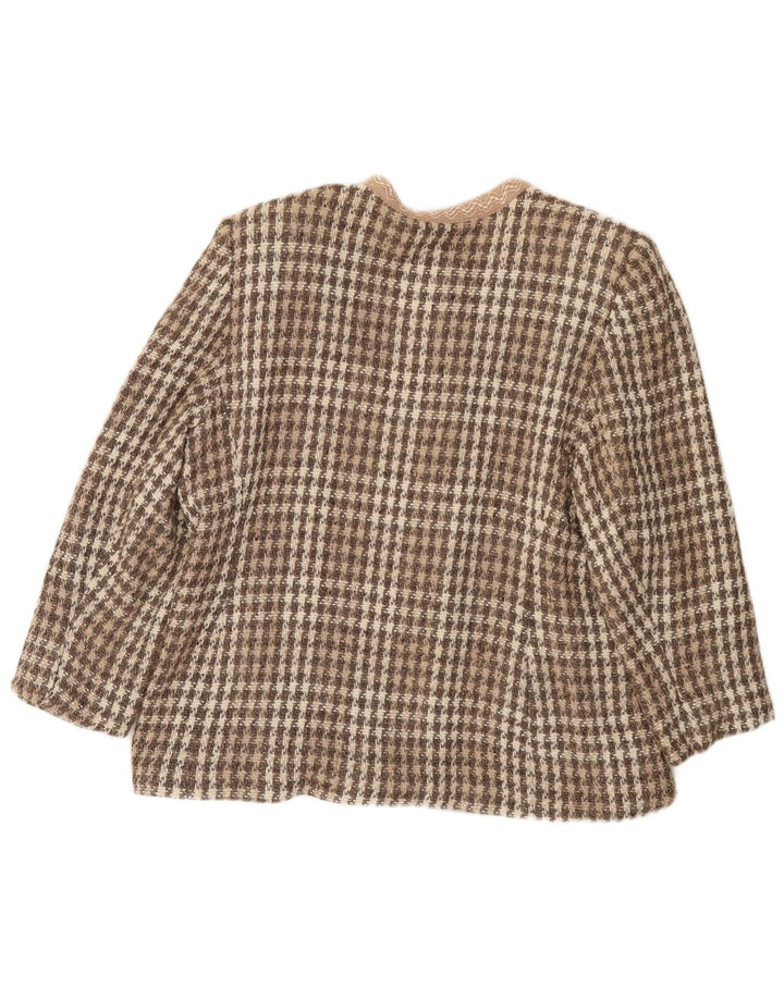 Jachetă vintage pentru femei cu 4 nasturi IT 46 mare maro Houndstooth
