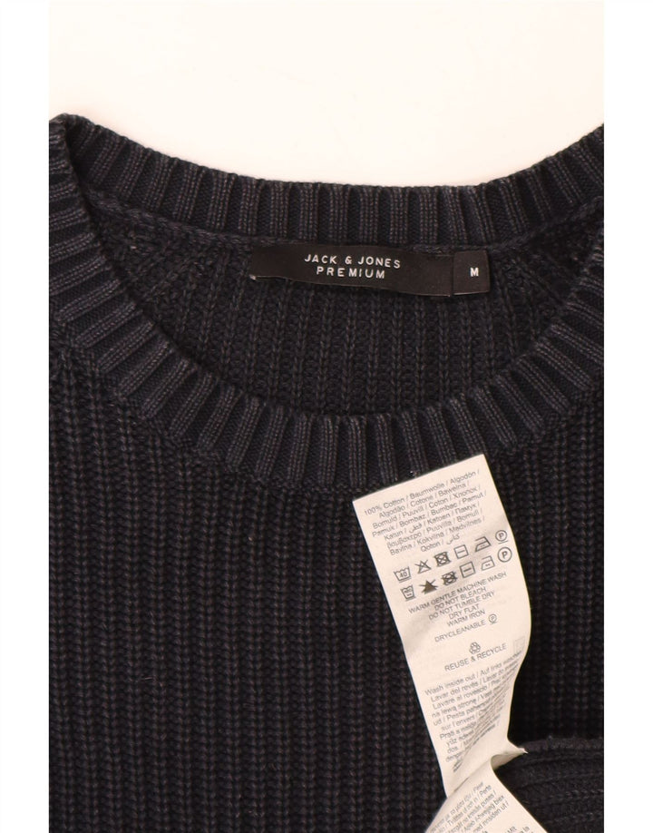 JACK & JONES Pulover pentru bărbați cu decolteu rotund din bumbac mediu albastru bleumarin