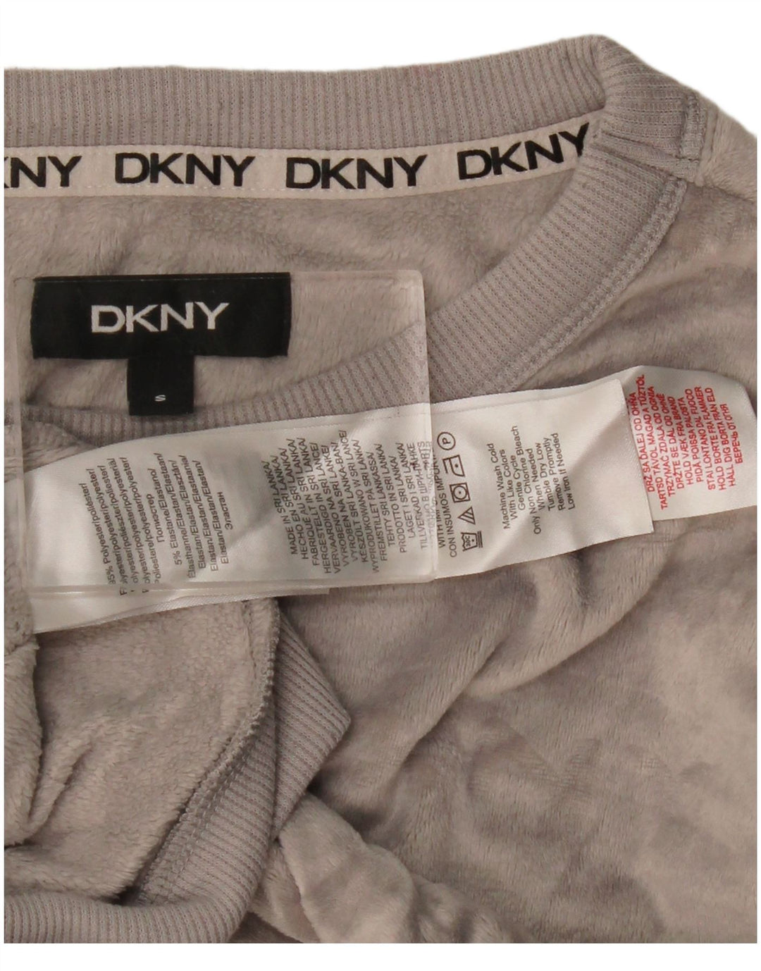 Pulover din velur grafic Dkny pentru femei UK 10 Poliester gri mic