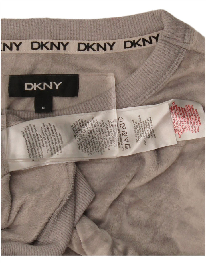 Pulover din velur grafic Dkny pentru femei UK 10 Poliester gri mic