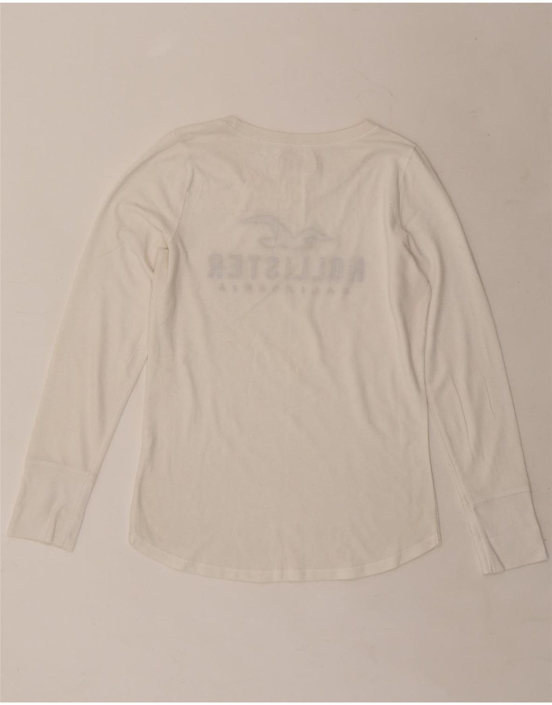 HOLLISTER Top grafic pentru femei cu mânecă lungă UK 14 Medium White