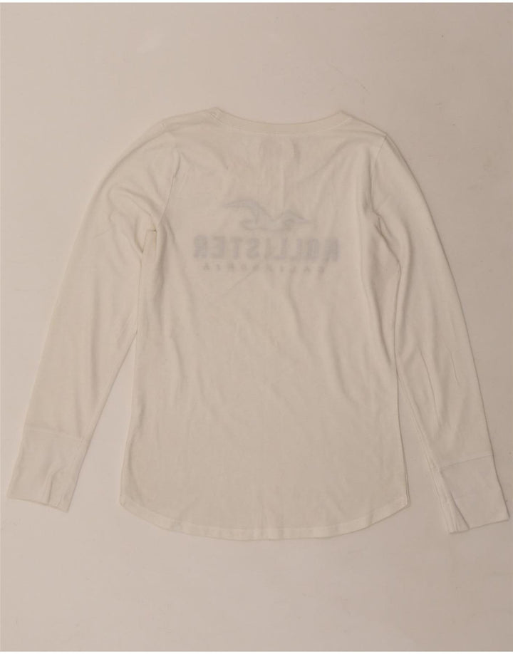 HOLLISTER Top grafic pentru femei cu mânecă lungă UK 14 Medium White