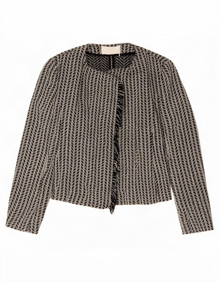 Jachetă Blazer Oversized Open pentru femei Hugo Boss UK 10 Small Negru Geometric