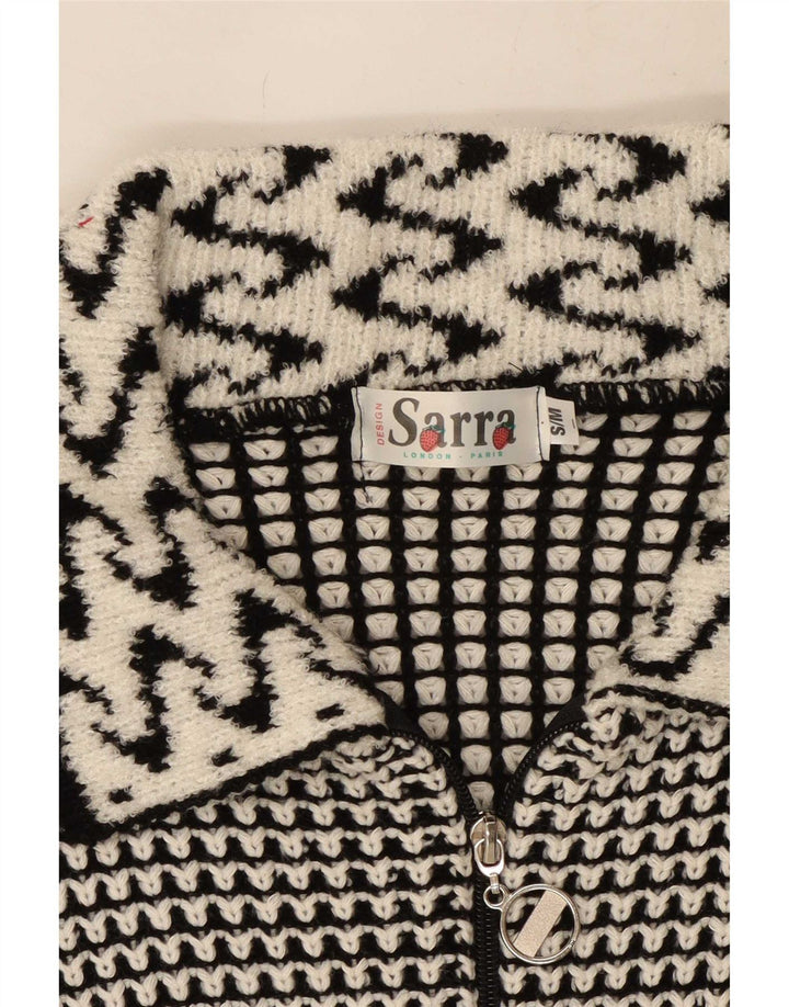 Pulover Cardigan Vintage pentru Damă UK 14 Medium Gri Geometric