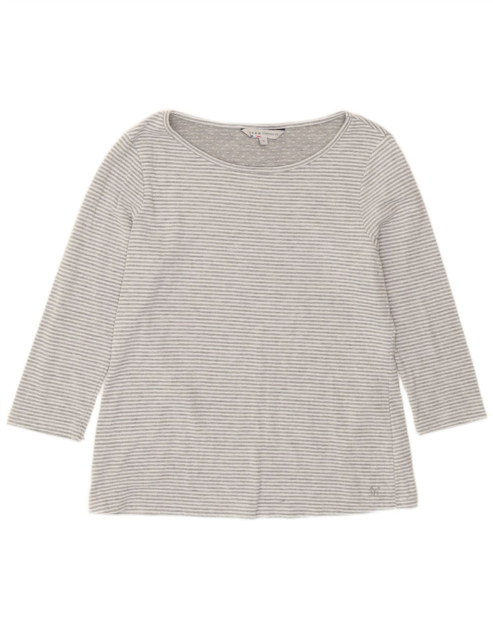 Crew Clothing Femei Top mânecă 3/4 UK 16 Mare Poliester cu dungi gri